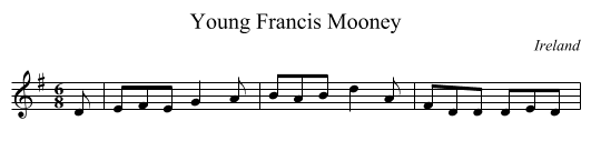 Young Francis Mooney - staff notation