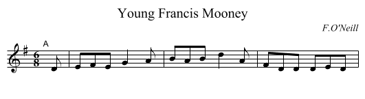 Young Francis Mooney - staff notation