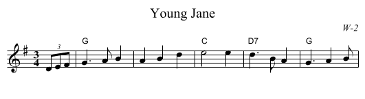 Young Jane - staff notation