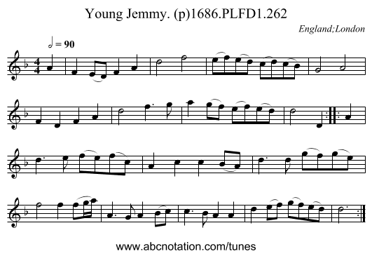 Young Jemmy. (p)1686.PLFD1.262 - staff notation