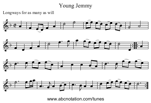 Young Jemmy - staff notation
