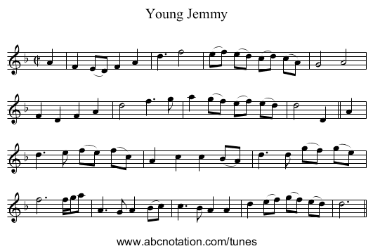 Young Jemmy - staff notation