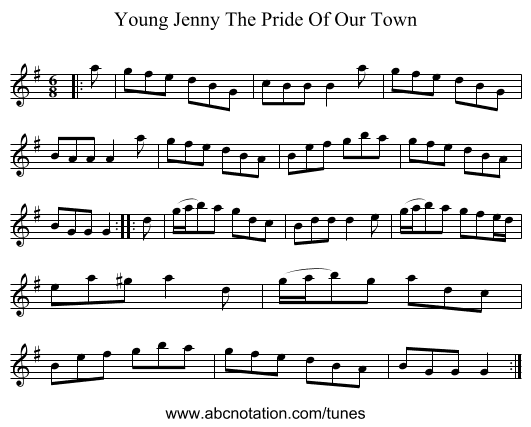 Young Jenny The Pride Of Our Town - staff notation