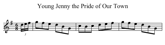 Young Jenny the Pride of Our Town - staff notation