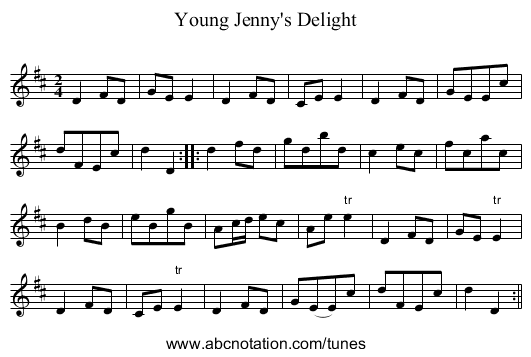 Young Jenny's Delight - staff notation