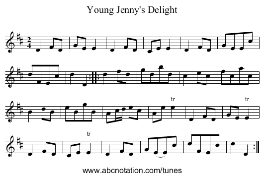Young Jenny's Delight - staff notation