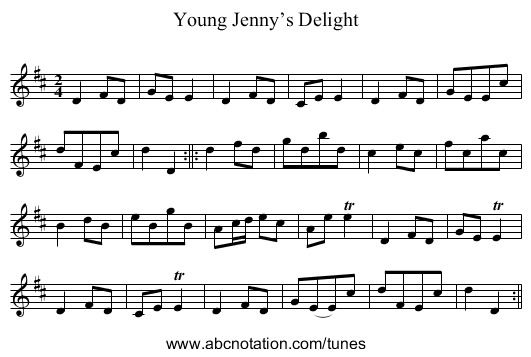 Young Jenny’s Delight - staff notation