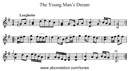 Young Man’s Dream, The - staff notation