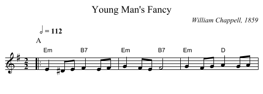 Young Man's Fancy - staff notation
