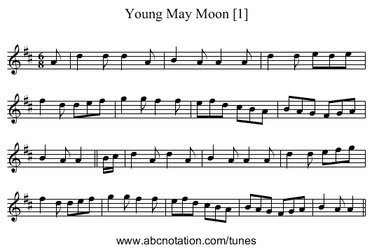 Young May Moon [1] - staff notation