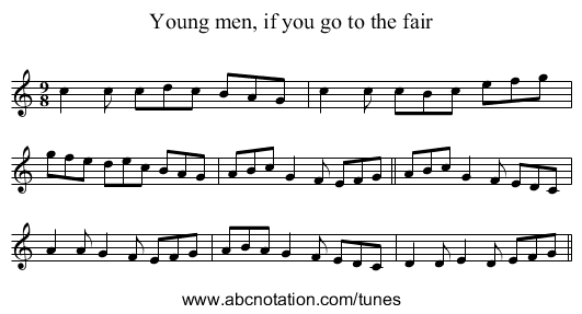 Young men, if you go to the fair - staff notation