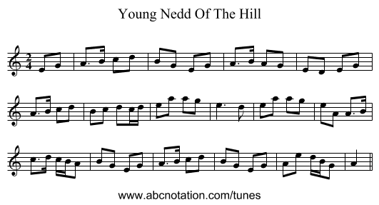 Young Nedd Of The Hill - staff notation