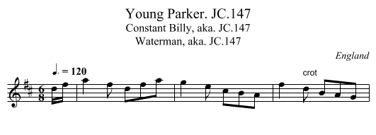 Young Parker. JC.147 - staff notation