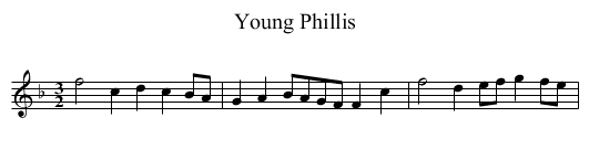 Young Phillis - staff notation