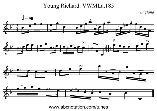 Young Richard. VWMLa.185 - staff notation