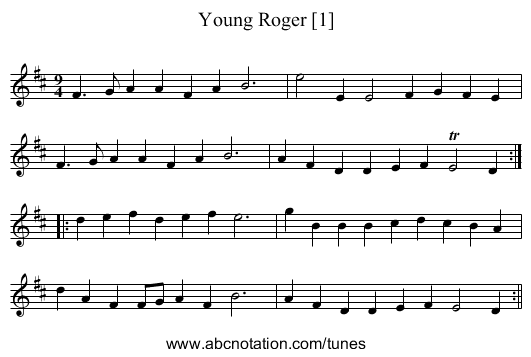 Young Roger [1] - staff notation