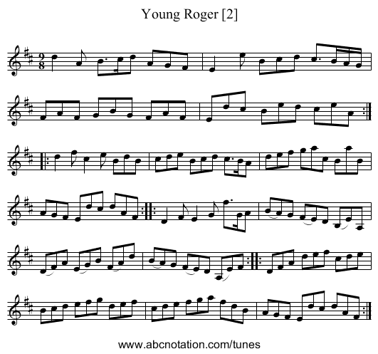 Young Roger [2] - staff notation