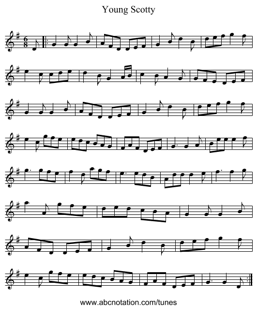 Young Scotty - staff notation