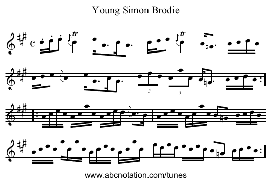 Young Simon Brodie - staff notation
