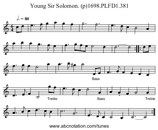 Young Sir Solomon. (p)1698.PLFD1.381 - staff notation