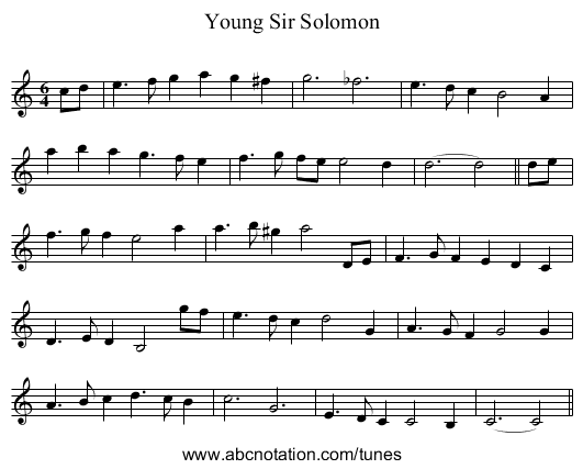 Young Sir Solomon - staff notation