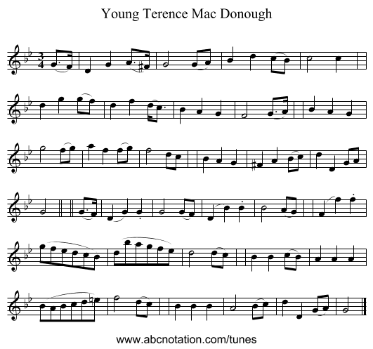 Young Terence Mac Donough - staff notation