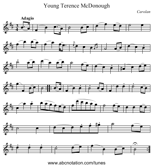 Young Terence McDonough - staff notation