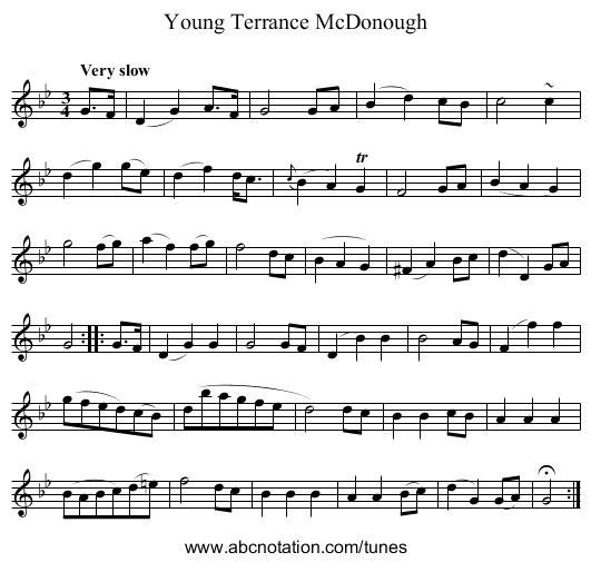 Young Terrance McDonough - staff notation