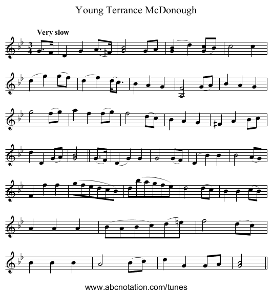 Young Terrance McDonough - staff notation