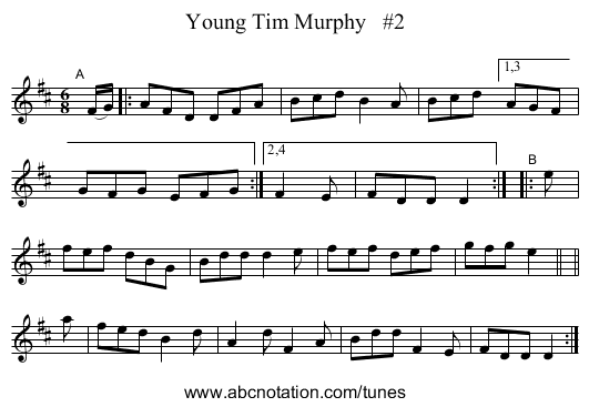 Young Tim Murphy   #2 - staff notation