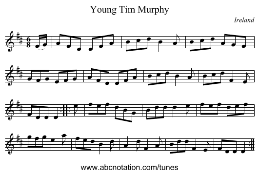 Young Tim Murphy - staff notation