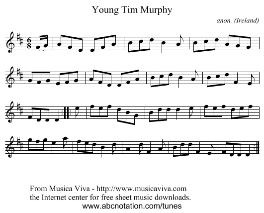 Young Tim Murphy - staff notation