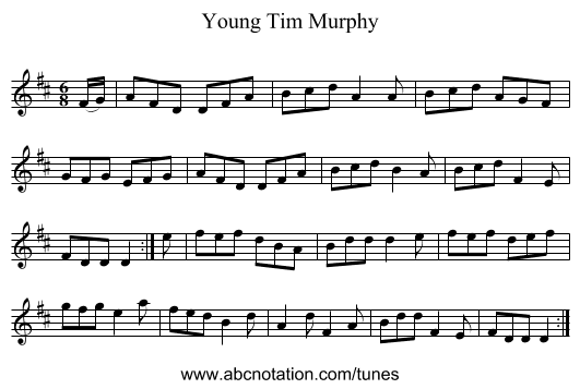 Young Tim Murphy - staff notation