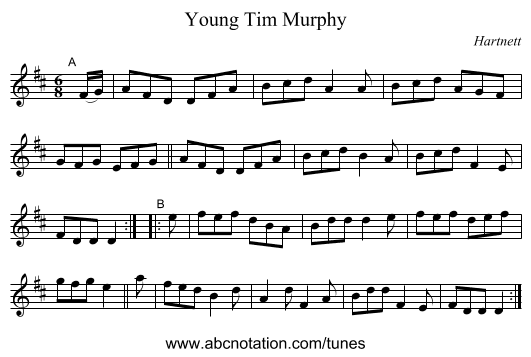 Young Tim Murphy - staff notation