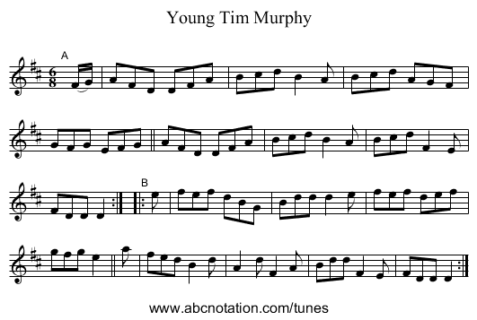 Young Tim Murphy - staff notation