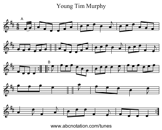 Young Tim Murphy - staff notation