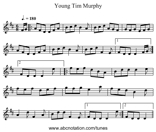 Young Tim Murphy - staff notation