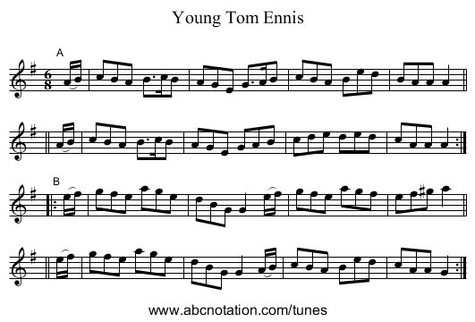 Young Tom Ennis - staff notation