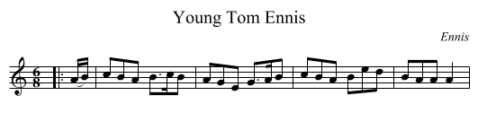 Young Tom Ennis - staff notation