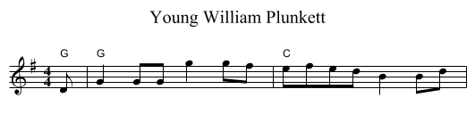Young William Plunkett - staff notation