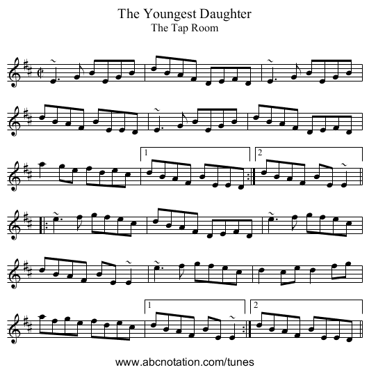 Youngest Daughter, The - staff notation