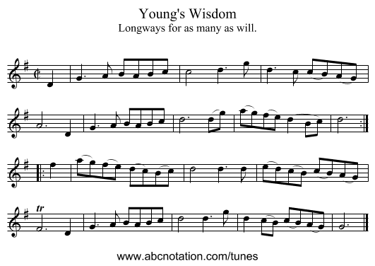 Young's Wisdom - staff notation