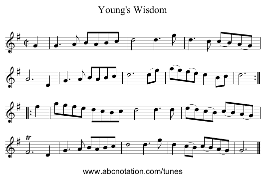 Young's Wisdom - staff notation