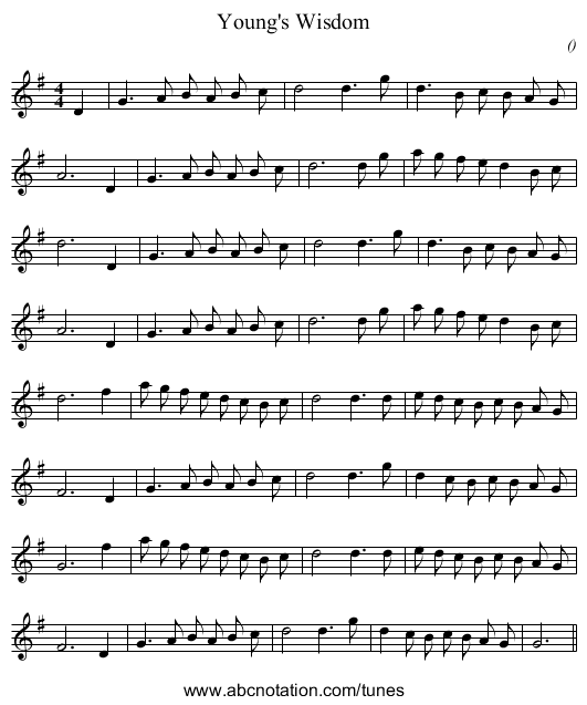 Young's Wisdom - staff notation