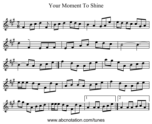 Your Moment To Shine - staff notation