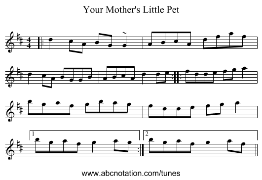 Your Mother's Little Pet - staff notation