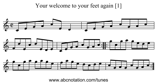 Your welcome to your feet again [1] - staff notation