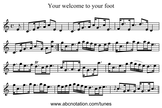 Your welcome to your foot - staff notation