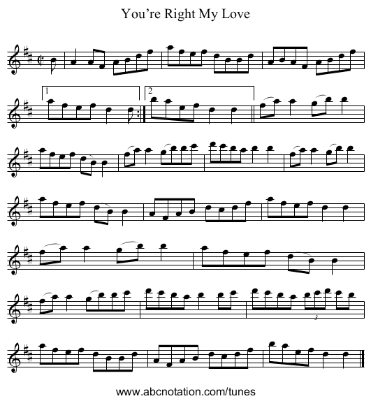 You’re Right My Love - staff notation
