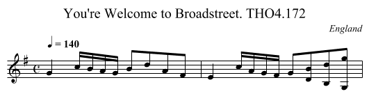 You're Welcome to Broadstreet. THO4.172 - staff notation